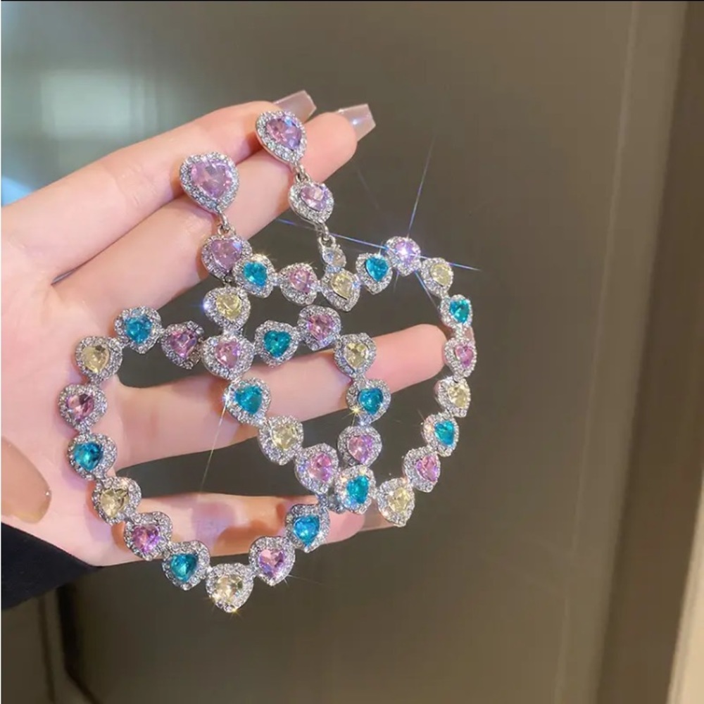 Brand New Multicolor Heart  Earrings